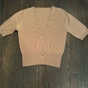 Prada Camel Cashmere/Silk Cardigan elbow-length sleeve XS
